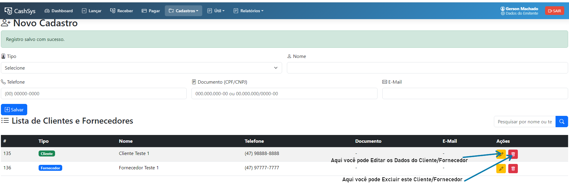 Clientes e Fornecedores