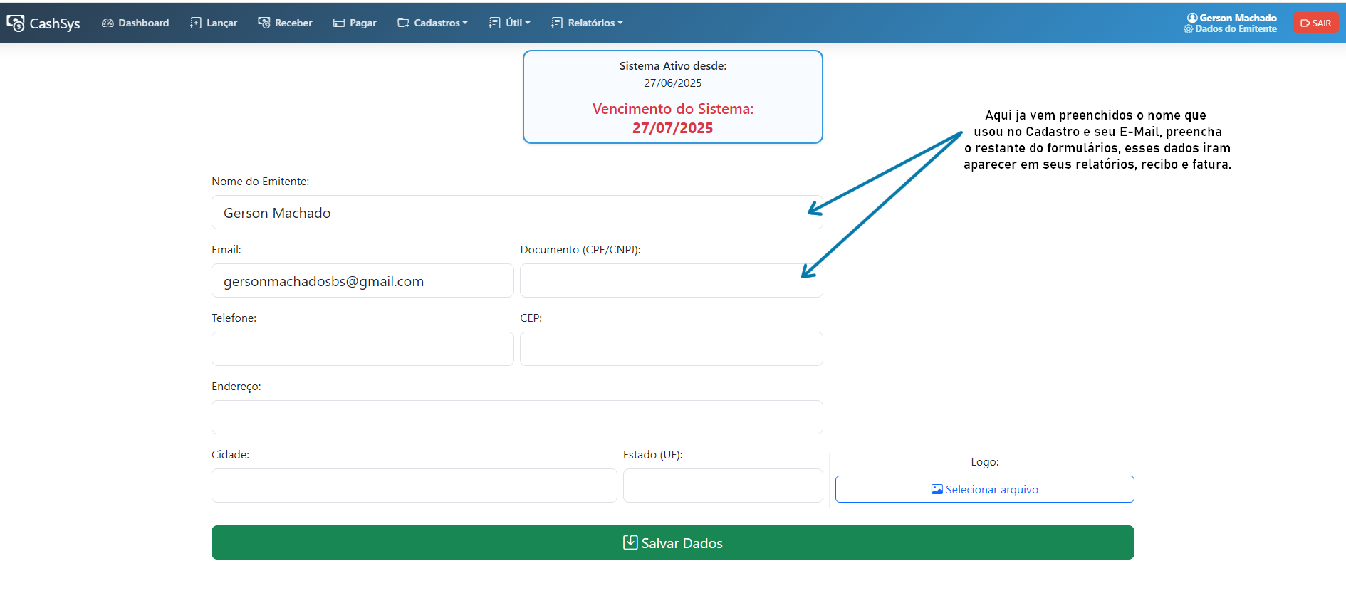 Cadastro de Emitente