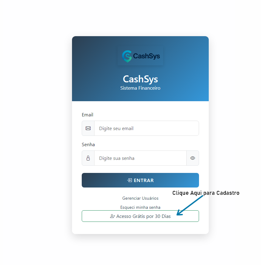 Tela de Login do CashSys