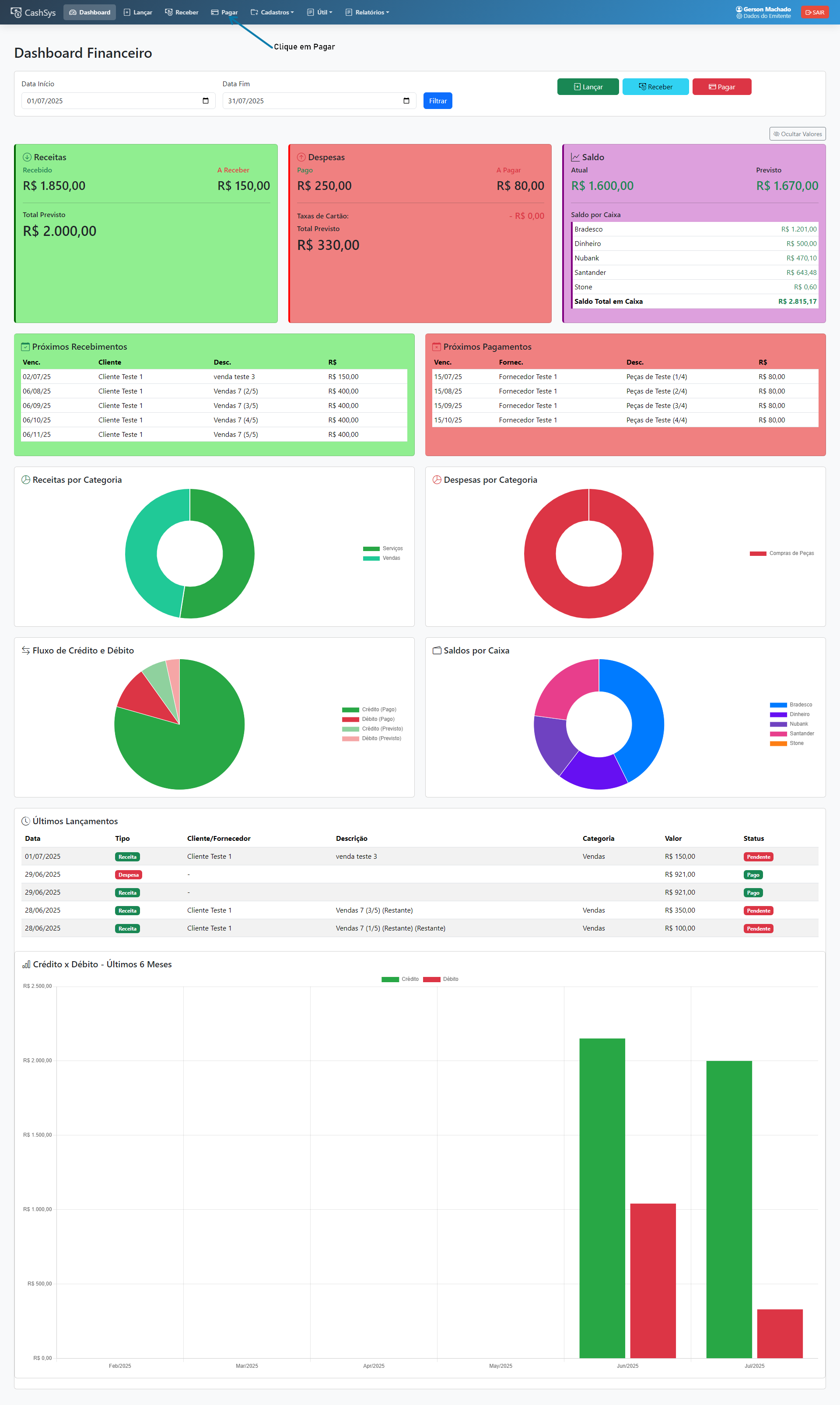 Pagamentos e Recebimentos