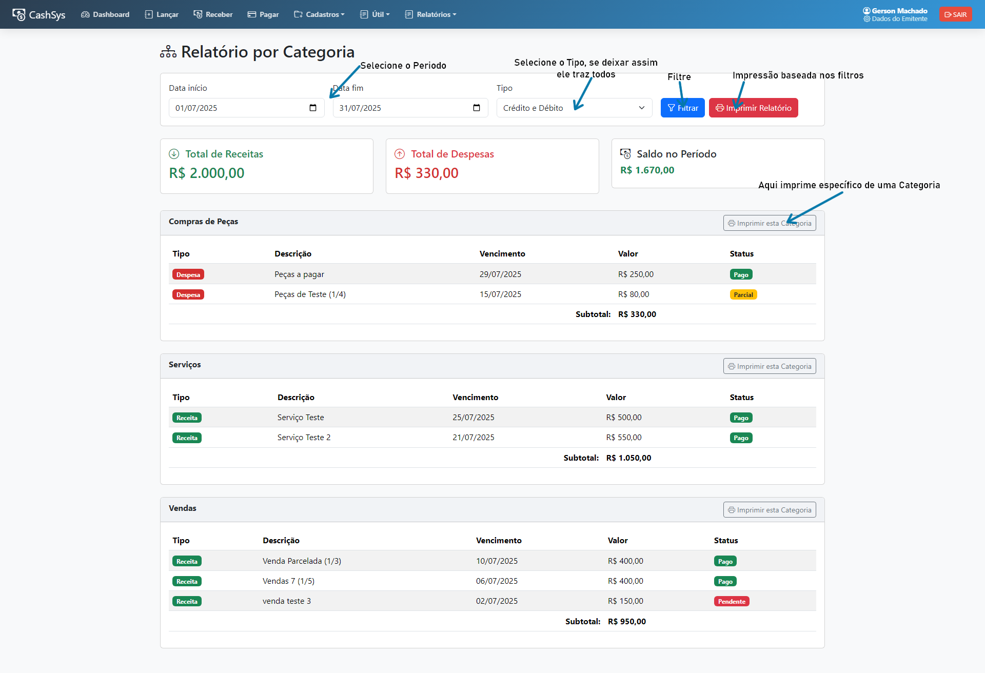 Relatórios Financeiros