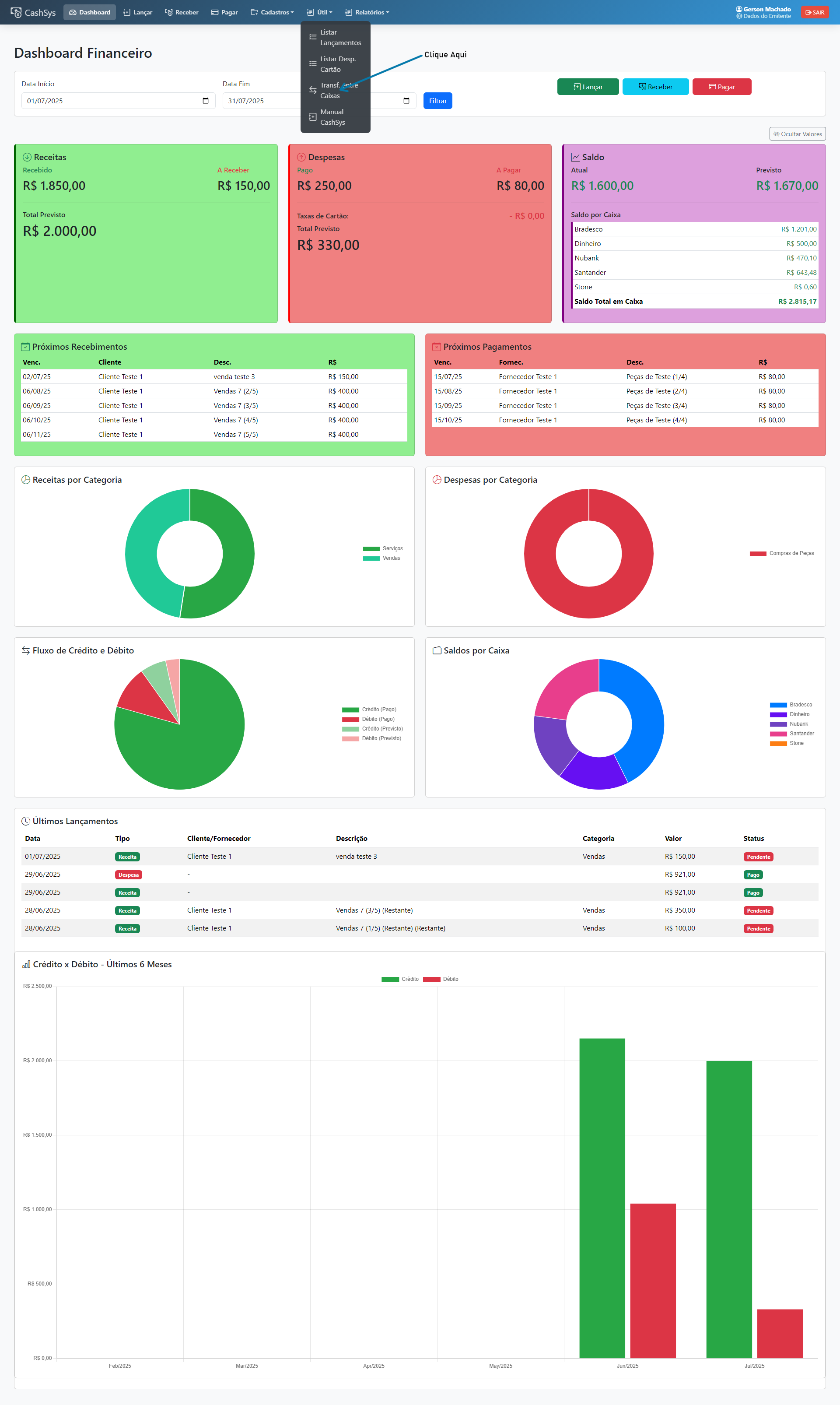 Transferência entre Caixas